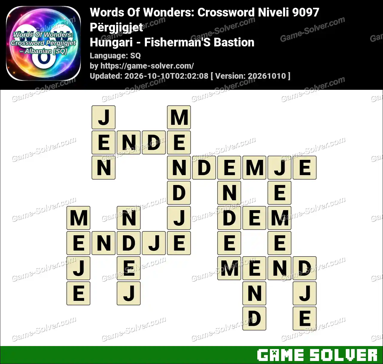 Words Of Wonders: Crossword Niveli 9097 Përgjigjet – Hungari – Fisherman’S Bastion